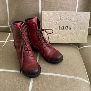 Taos Footwear Cherry Red Combat Boots